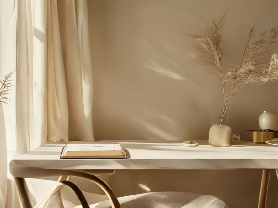 Organised morning workspace with natural light and daily planner